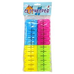 48 Bulk Plastic Clothes Pins 24ct Assorted Colors