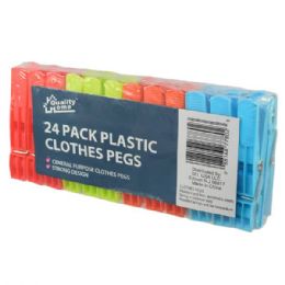 48 Bulk Plastic Clothes Pins 24ct Assorted Colors