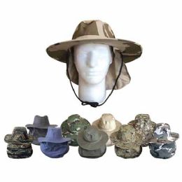48 Bulk 48 Wholesale Wholesale Safari Bucket Hat With Ear Neck Flap -