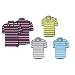 24 Bulk Mens 100% Cotton Striped Polo Shirt