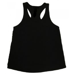 48 Bulk Ladies Racer Back Tank Tops Black