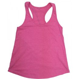 48 Bulk Ladies Neon Pink Racer Back Tank Tops