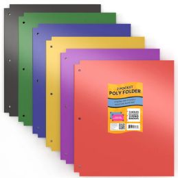 48 Bulk 2 Pocket Poly Folder 3 Holes Assorted Colors in Display
