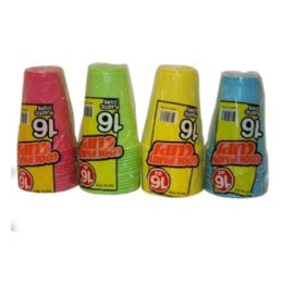 96 Bulk 16 Piece Cup Assorted Colors 16oz