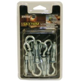 72 Bulk 8pc 5x37mm Screw Hook With Anchor