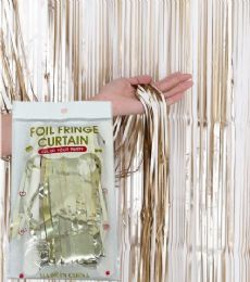 96 Bulk Champagne 3X7FT PLAIN FOIL FRINGE CURTAIm
