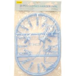 96 Bulk Clothes Hanger Oval W24pc Clips 40x28c