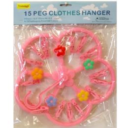 96 Bulk Clothes Hanger W15pc Clips Flower Style