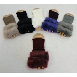 48 Bulk Knitted Hand Warmers [plush Trim]