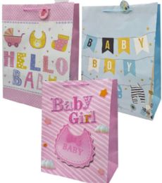 72 Bulk BABY SHOWER JUMBO Gift Bag GLOSSY