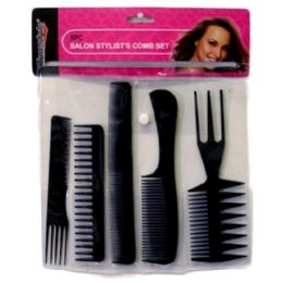 144 Bulk 5pc Salon Stylists Comb Set Blister Card