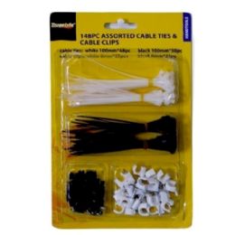 96 Bulk 148pc Assorted Cable Ties & Cable Clips