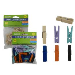 144 Bulk 35pc Mini Wooden Craft Clothespins