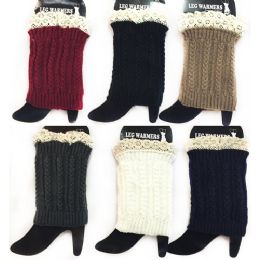 12 Bulk Wholesale Braid Knitted Solid Color Boot Topper Leg Warmer Lace