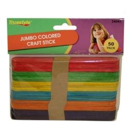96 Bulk 50pc Jumbo Colored Craft Sticks