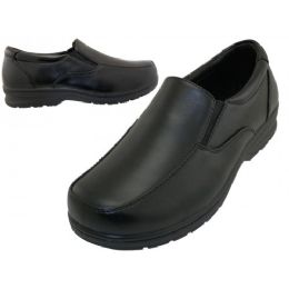 24 Bulk Boy's Pu Upper Twin Gore Slip On Dress Shoes & School Shoes In Black