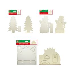 24 Bulk Christmas Puzzles Tree And Snowman Diy Wooden Craft