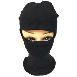 12 Bulk Unisex Black Ski Hat/mask One Size Fits All