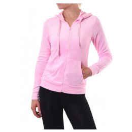 24 Bulk Sofra Ladies Thin French Terry ZiP-Up Hoodie Jacket