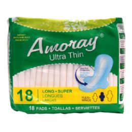 48 Bulk Amoray Pads Ultra Thin Super Long 18pk
