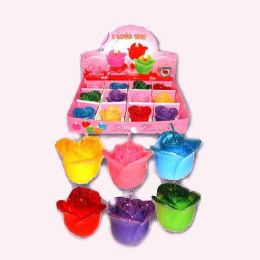 24 Bulk Valentine's Rose Shape Asstd Color Candle