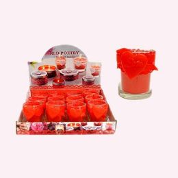 24 Bulk Valentine's Red Candle On Holder