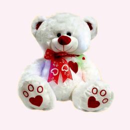 6 Bulk Valentines 15" Glow White Bear With Bow