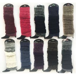 12 Bulk Wholesale Knitted Long Boot Topper MultI-Layer Assorted Colors