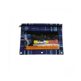 48 Bulk Pencil Case In A Blue Plaid Print