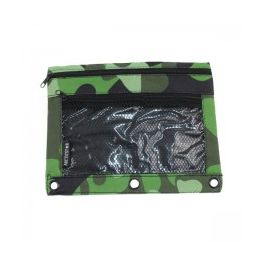 48 Bulk Pencil Case In A Green Camouflage Print