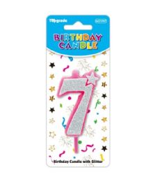 240 Bulk Birthday Candle Pink #7 Glitter