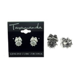 60 Bulk Silver Tone Cubic Zirconia Stud Earrings With A Butterfly