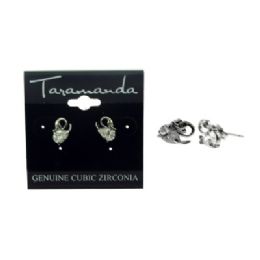 60 Bulk Silver Tone Cubic Zirconia Stud Earrings With The Stone As The Body Of A Swan