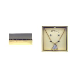 60 Bulk Gold Tone Heart Necklace And Earring Gift Box