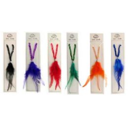 60 Bulk Assorted Color Sequins With Feather Pendant Necklace