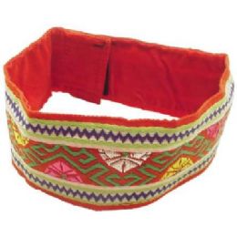 60 Bulk Red Cotton Necklace, With Multi Color Pattern Embroidery