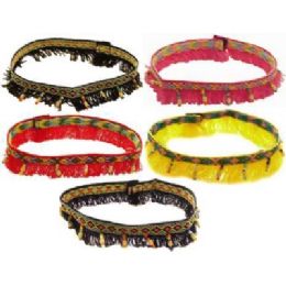 36 Bulk Assorted Color Cloth With Embroidery And Multi Color Beads Necklace