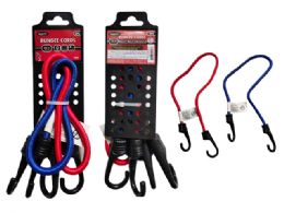 96 Bulk Bungee Cords 2-Piece 8mm 60cm Longwhite Blue Red Color