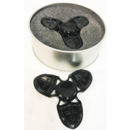 12 Bulk Black Metal Cross Design Fidget Spinners