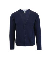 24 Bulk Boy's "v" Neck Cardigan Sweaters In Navy Sizes 4-7