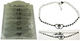 72 Bulk SilveR-Tone Chain With 2 Interlocking Hearts And Round Crystal Accents