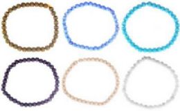36 Bulk Assorted Cats Eye Beaded Anklet On An Elastic Cord