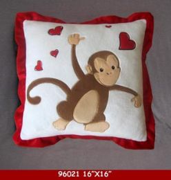36 Bulk 16 X 16 Plush Love Monkey Pillow