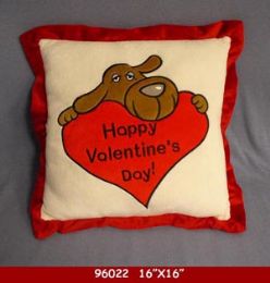 24 Bulk 16 inch X 16 inch Plush Love Dog Pillow