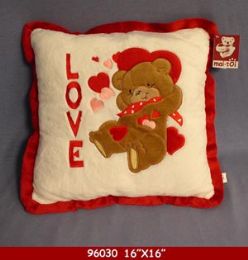 12 Bulk 16" X 16" Plush Love Bear Pillow With Love You