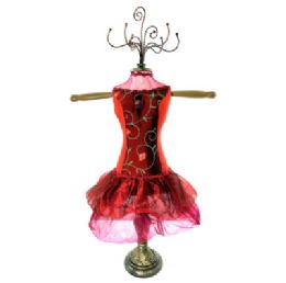 60 Bulk Red And Maroon Ornate Jewelry Display Doll