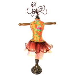 5 Bulk Orange Ornate Jewelry Display Doll
