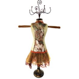 4 Bulk Tan And Brown Ornate Jewelry Display Doll