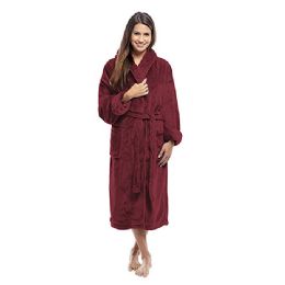 4 Bulk Tahoe Fleece Shawl Collar Robe In Burgundy