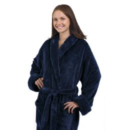 4 Bulk Tahoe Fleece Shawl Collar Robe In Navy Blue
